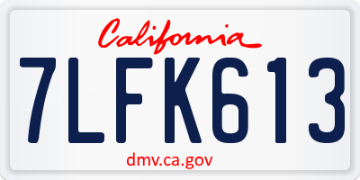 CA license plate 7LFK613