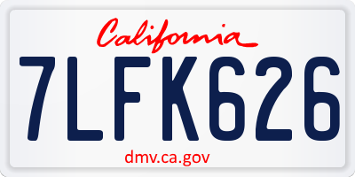 CA license plate 7LFK626