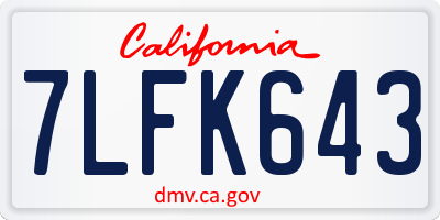CA license plate 7LFK643