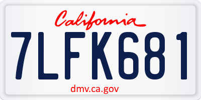 CA license plate 7LFK681