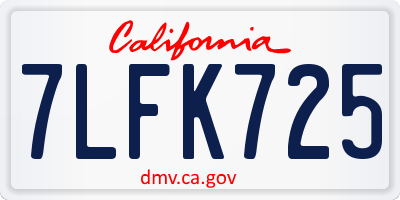 CA license plate 7LFK725