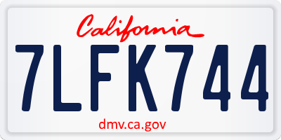 CA license plate 7LFK744