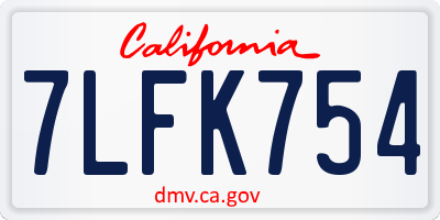 CA license plate 7LFK754