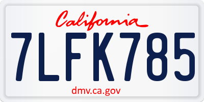 CA license plate 7LFK785