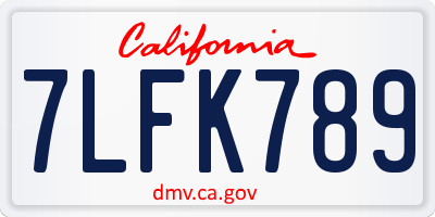 CA license plate 7LFK789
