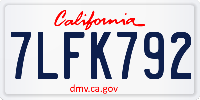 CA license plate 7LFK792