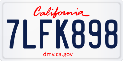 CA license plate 7LFK898