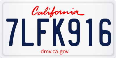 CA license plate 7LFK916