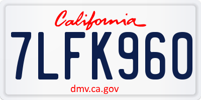 CA license plate 7LFK960