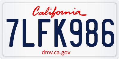CA license plate 7LFK986