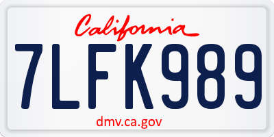CA license plate 7LFK989