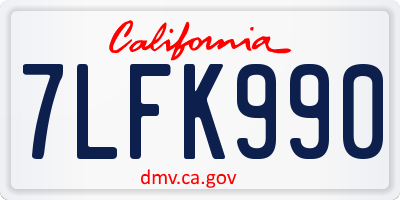 CA license plate 7LFK990