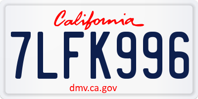 CA license plate 7LFK996