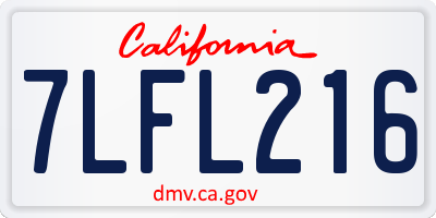 CA license plate 7LFL216