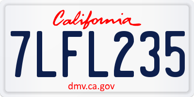 CA license plate 7LFL235