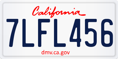 CA license plate 7LFL456