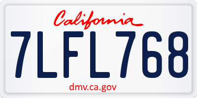 CA license plate 7LFL768