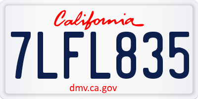 CA license plate 7LFL835