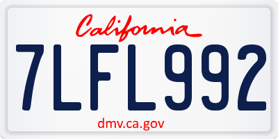 CA license plate 7LFL992