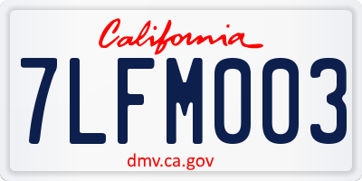 CA license plate 7LFM003