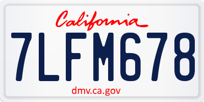 CA license plate 7LFM678