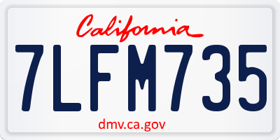 CA license plate 7LFM735