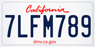 CA license plate 7LFM789