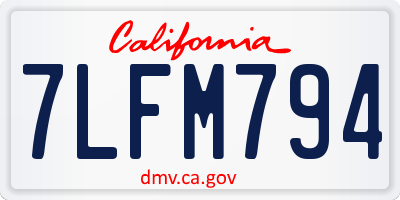CA license plate 7LFM794