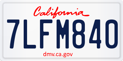CA license plate 7LFM840