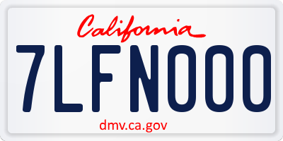 CA license plate 7LFN000