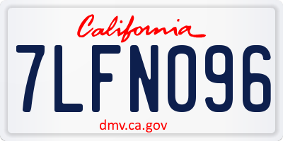 CA license plate 7LFN096