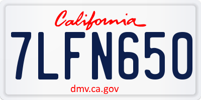 CA license plate 7LFN650