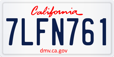 CA license plate 7LFN761