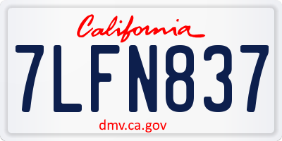 CA license plate 7LFN837