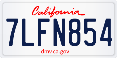 CA license plate 7LFN854