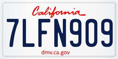 CA license plate 7LFN909