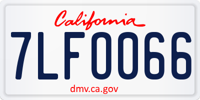 CA license plate 7LFO066