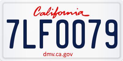 CA license plate 7LFO079