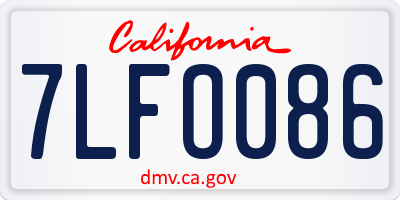 CA license plate 7LFO086