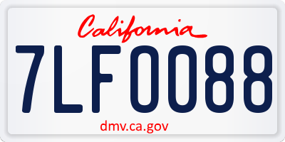 CA license plate 7LFO088
