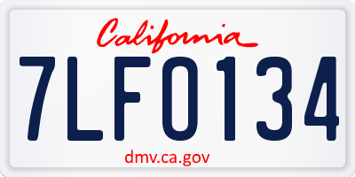 CA license plate 7LFO134