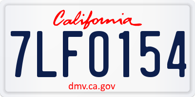 CA license plate 7LFO154