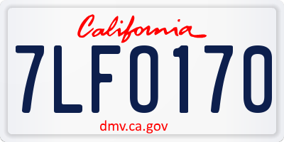CA license plate 7LFO170
