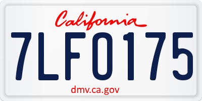 CA license plate 7LFO175
