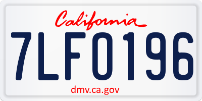 CA license plate 7LFO196