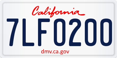 CA license plate 7LFO200