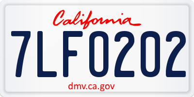 CA license plate 7LFO202