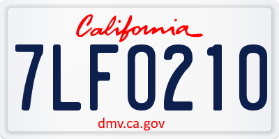 CA license plate 7LFO210