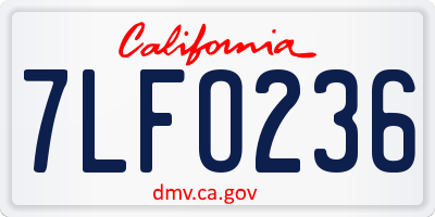 CA license plate 7LFO236