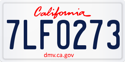 CA license plate 7LFO273